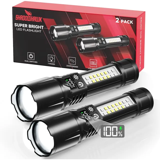 Shadowhawk S1687 Taschenlampen mit COB-Seitenlicht – 2er-Pack