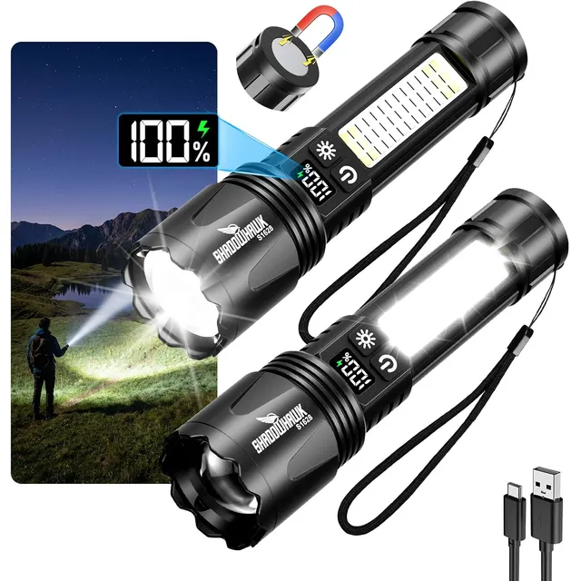Shadowhawk S1628 Magnet-Taschenlampe mit COB – 2er-Pack